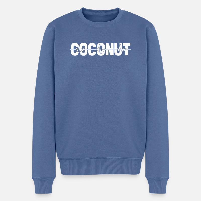 Coconut Coconut ECG Heartbeat - Pull Premium bio Homme - bleu pigeon