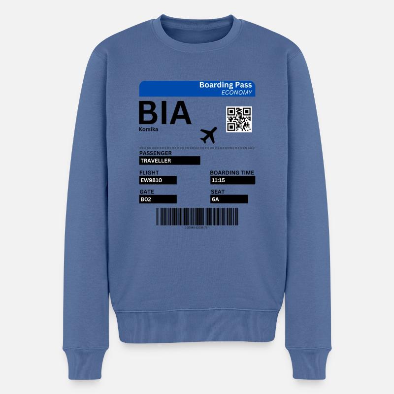 Korsika Frankreich Urlaub Flugticket Idee - Männer Premium Bio Pullover - Taubenblau