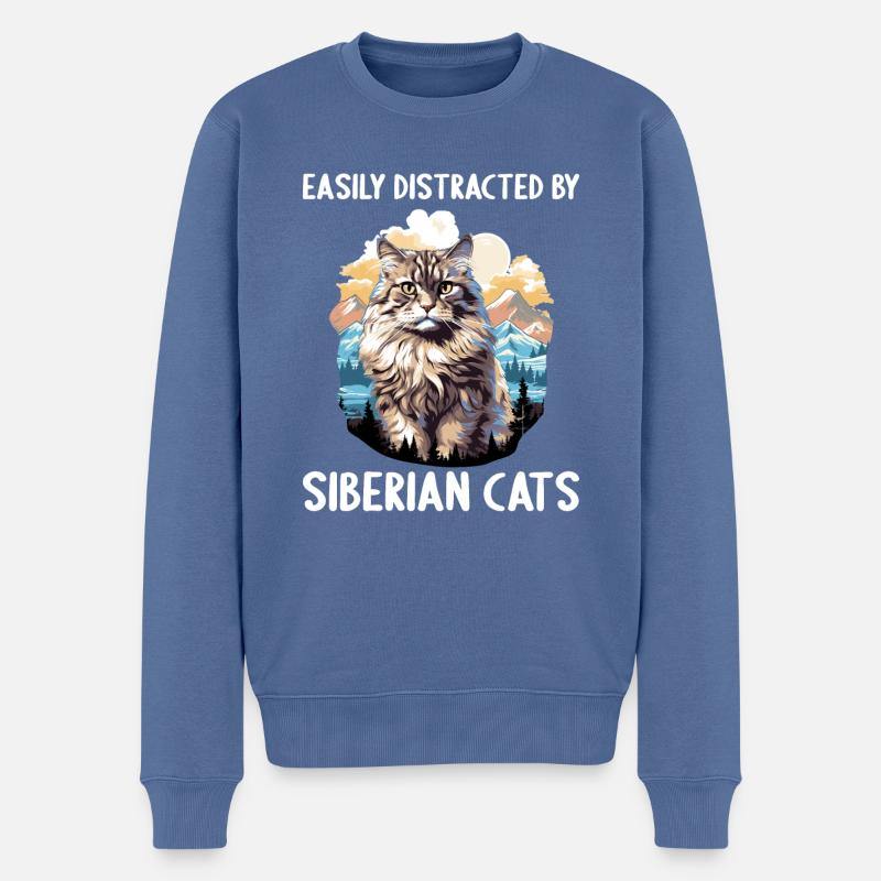 Chat Sibérien Sibirische Katze - Pull Premium bio Homme - bleu pigeon