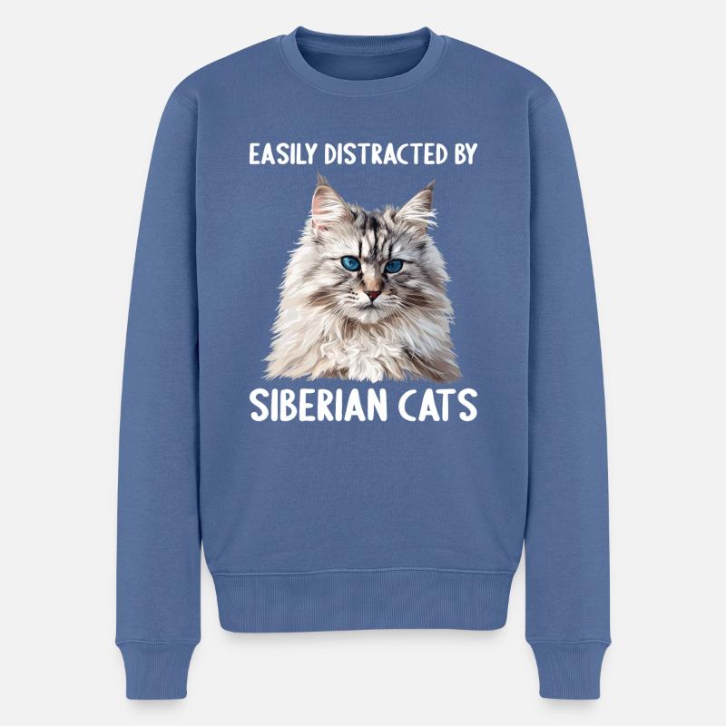 Chat Sibérien Sibirische Katze - Pull Premium bio Homme - bleu pigeon