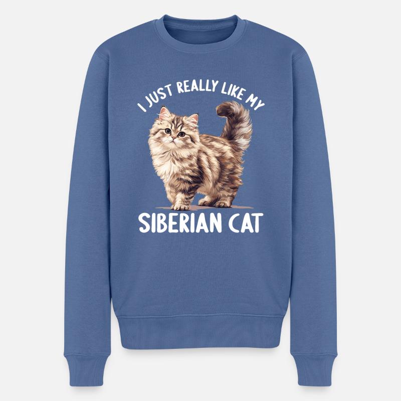Chat Sibérien Sibirische Katze - Pull Premium bio Homme - bleu pigeon