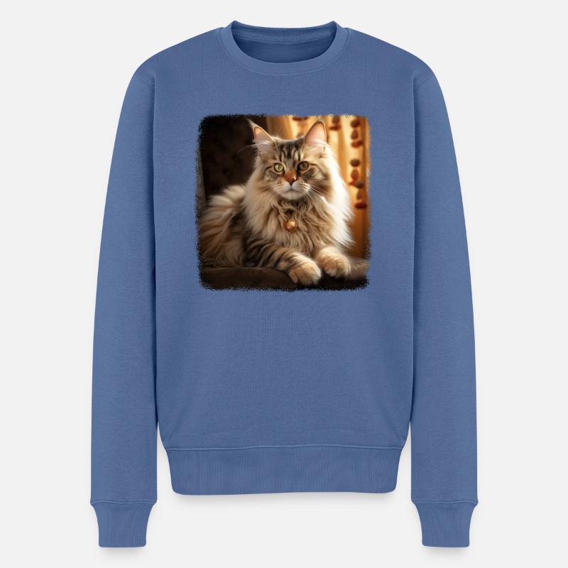 Chat Sibérien Sibirische Katze - Pull Premium bio Homme - bleu pigeon