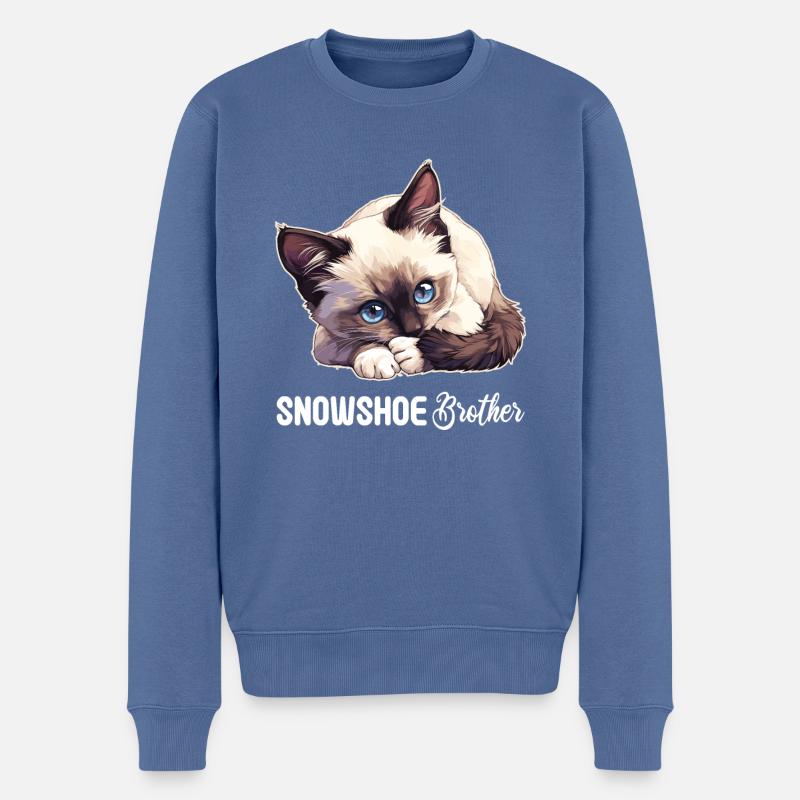 Chaton raquette Chat raquette - Pull Premium bio Homme - bleu pigeon
