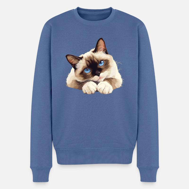 Chaton raquette Chat raquette - Pull Premium bio Homme - bleu pigeon