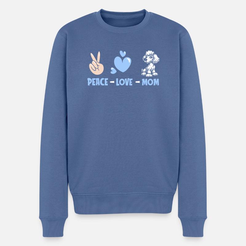 Caniche Paix Amour Chien Maman - Pull Premium bio Homme - bleu pigeon