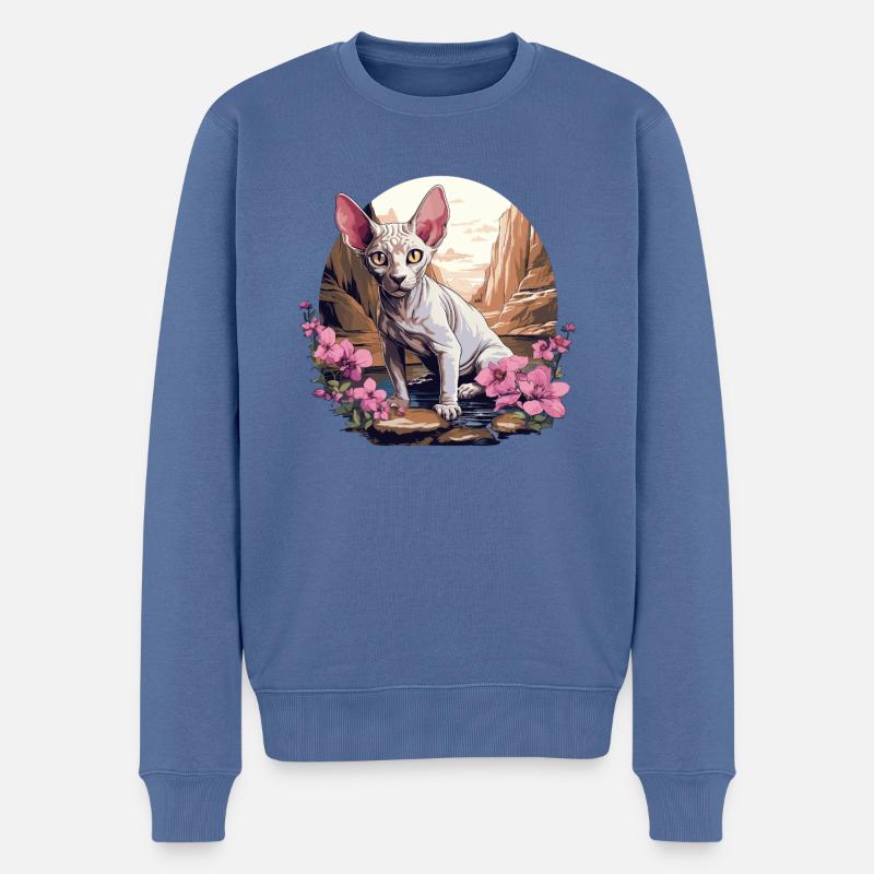 Sphynx Kätzchen Sphynx Katze - Männer Premium Bio Pullover - Taubenblau