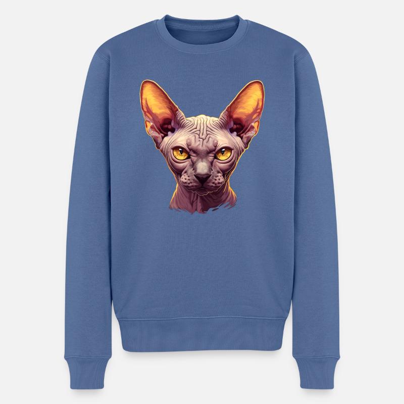 Chaton Sphynx Chat Sphynx - Pull Premium bio Homme - bleu pigeon