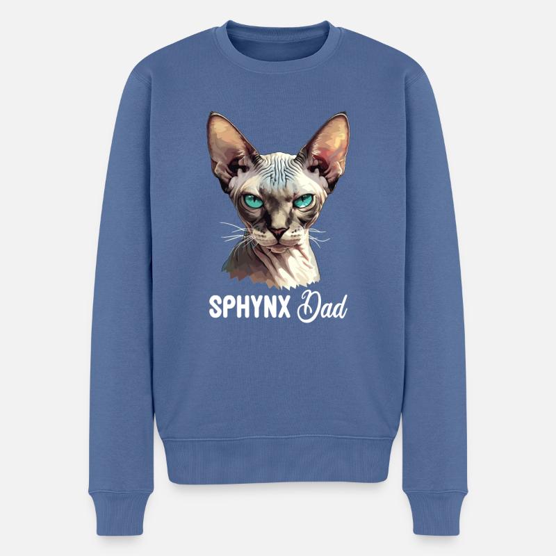 Chaton Sphynx Chat Sphynx - Pull Premium bio Homme - bleu pigeon