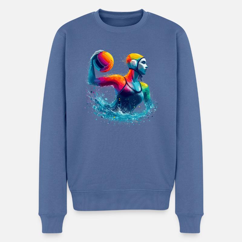 Bunte Wasserballspieler Sport - Männer Premium Bio Pullover - Taubenblau