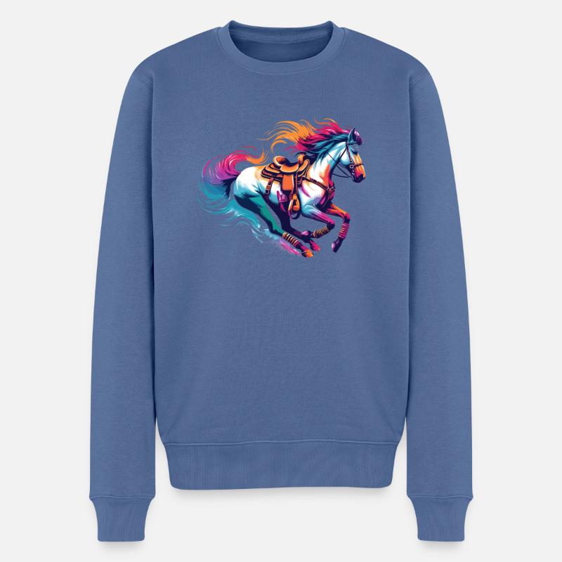 Reiten Reiten Reiten Reitpferde - Männer Premium Bio Pullover - Taubenblau