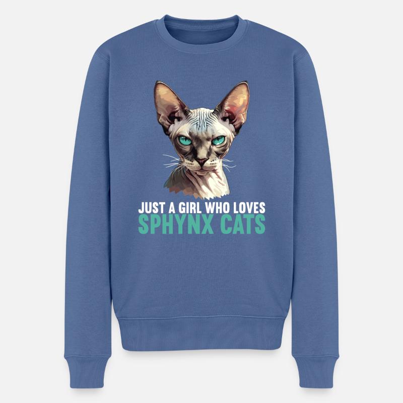 Chaton Sphynx Chat Sphynx - Pull Premium bio Homme - bleu pigeon
