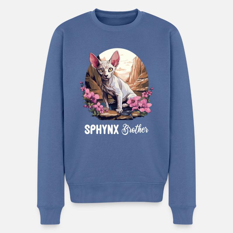 Sphynx Chaton Sphynx Chat - Pull Premium bio Homme - bleu pigeon