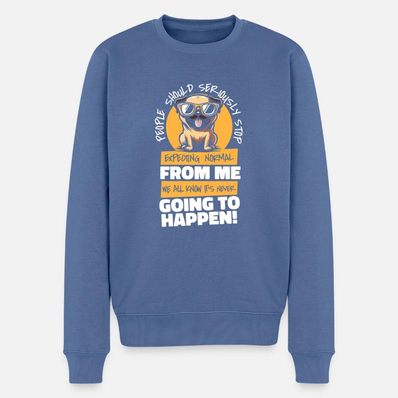 Mops Hund - Männer Premium Bio Pullover - Taubenblau