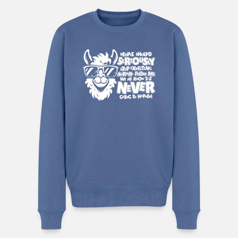 Lama Llama - Männer Premium Bio Pullover - Taubenblau