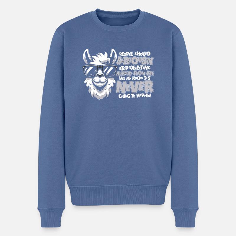 Lama Llama - Männer Premium Bio Pullover - Taubenblau