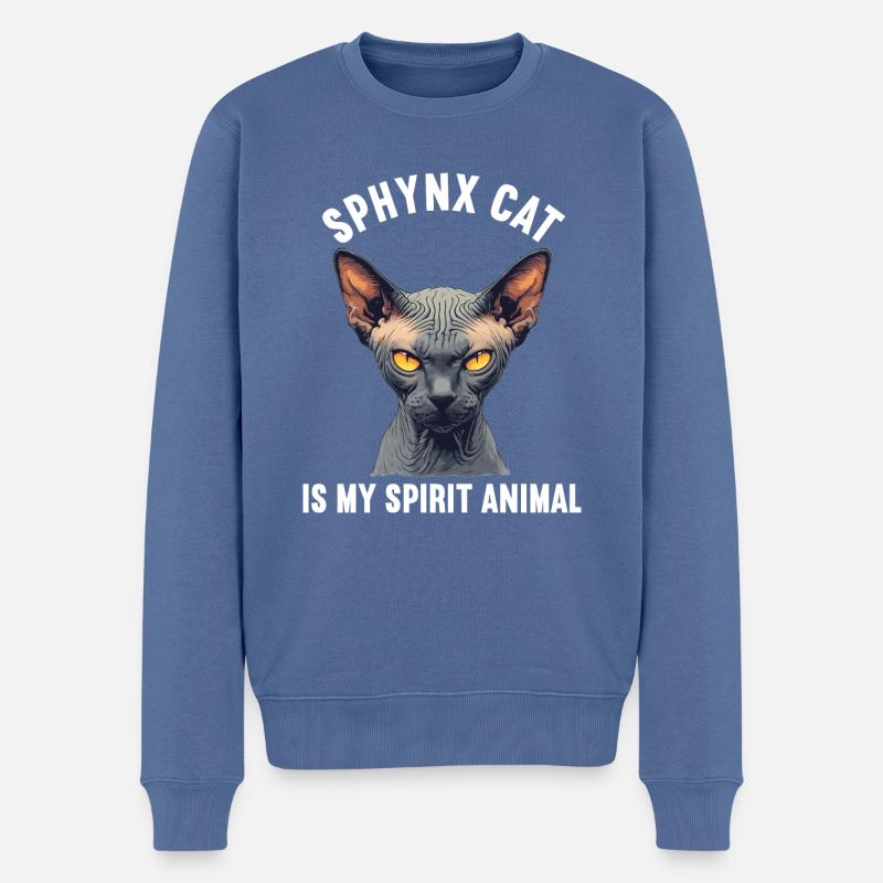 Chaton Sphynx Chat Sphynx - Pull Premium bio Homme - bleu pigeon