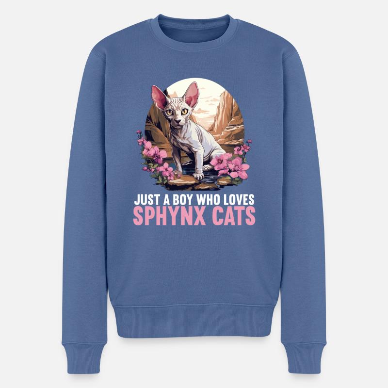 Chaton Sphynx Chat Sphynx - Pull Premium bio Homme - bleu pigeon