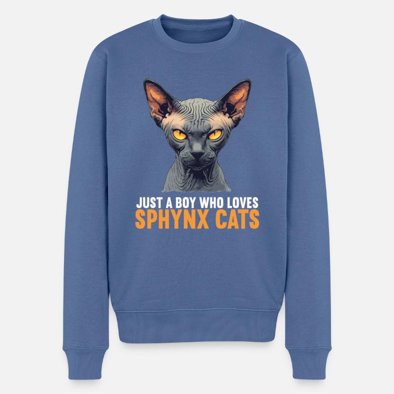 Chaton Sphynx Chat Sphynx - Pull Premium bio Homme - bleu pigeon