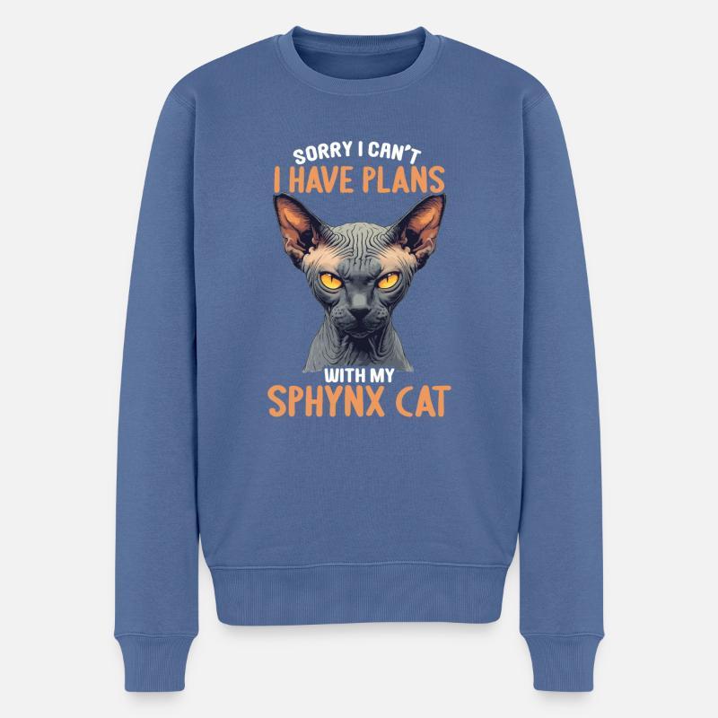 Chaton Sphynx Chat Sphynx - Pull Premium bio Homme - bleu pigeon