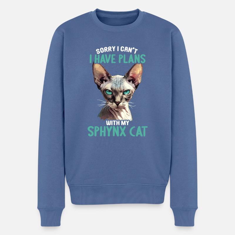 Chaton Sphynx Chat Sphynx - Pull Premium bio Homme - bleu pigeon