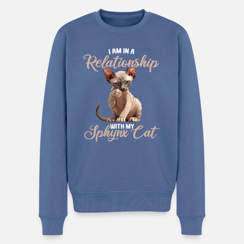 Chaton Sphynx Chat Sphynx - Pull Premium bio Homme - bleu pigeon