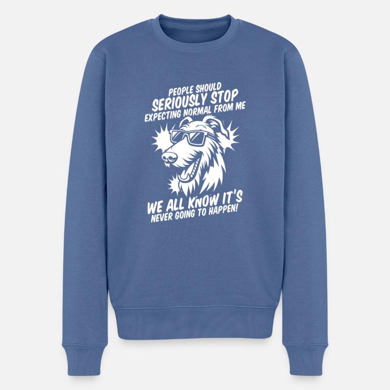 Irischer Wolfshund - Männer Premium Bio Pullover - Taubenblau