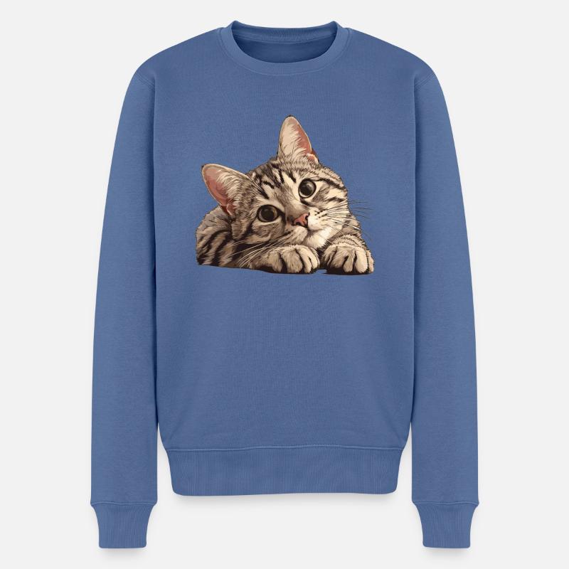 Tabby Kätzchen Tabby Katze - Männer Premium Bio Pullover - Taubenblau