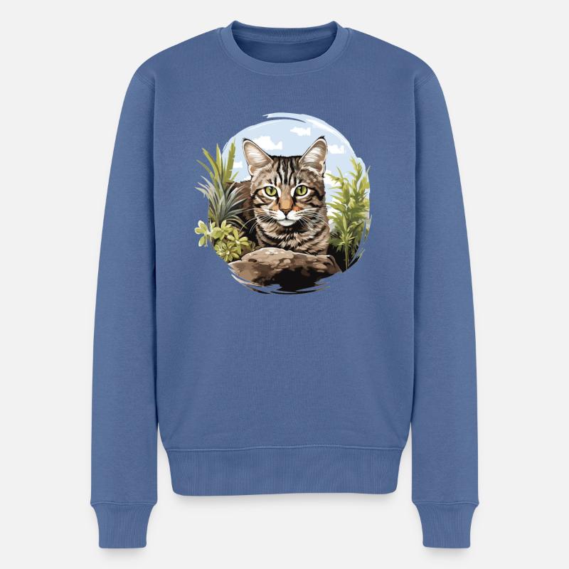 Chaton tigré chat tigré - Pull Premium bio Homme - bleu pigeon