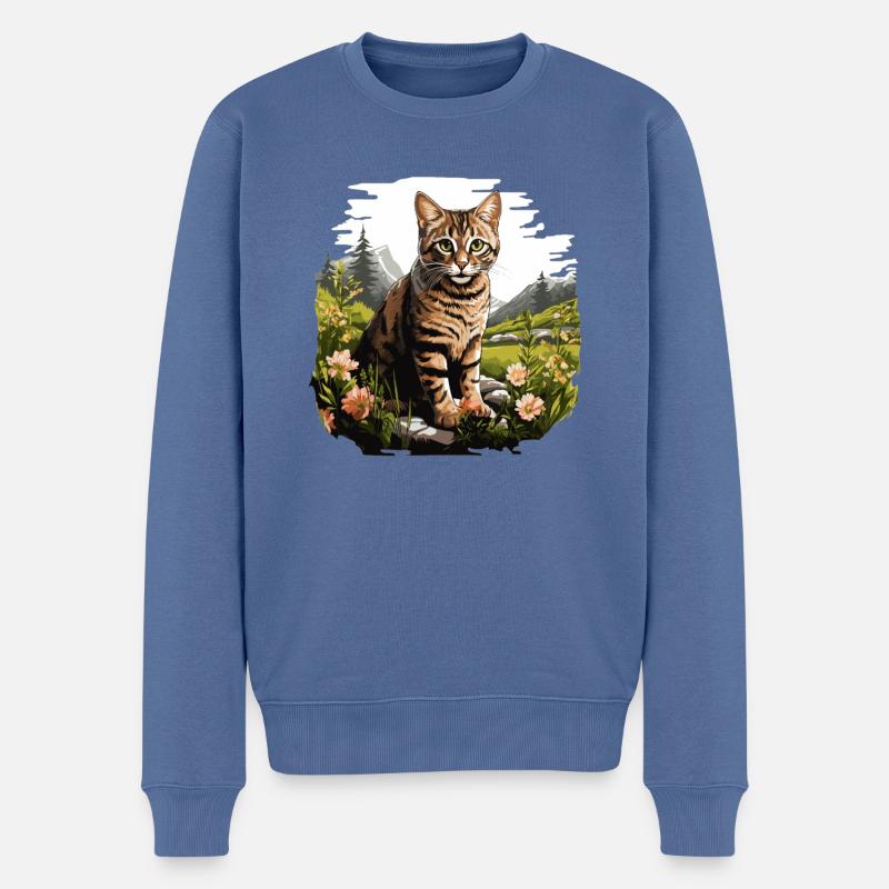 Tabby Kätzchen Tabby Katze - Männer Premium Bio Pullover - Taubenblau
