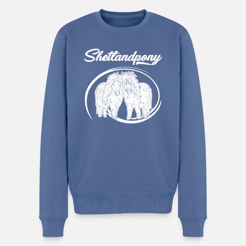 Shetland Pferdehalter Shetty Pony Reitsport - Männer Premium Bio Pullover - Taubenblau
