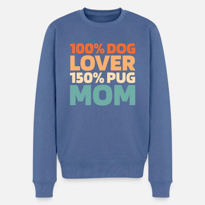 Mops Hund - Männer Premium Bio Pullover - Taubenblau