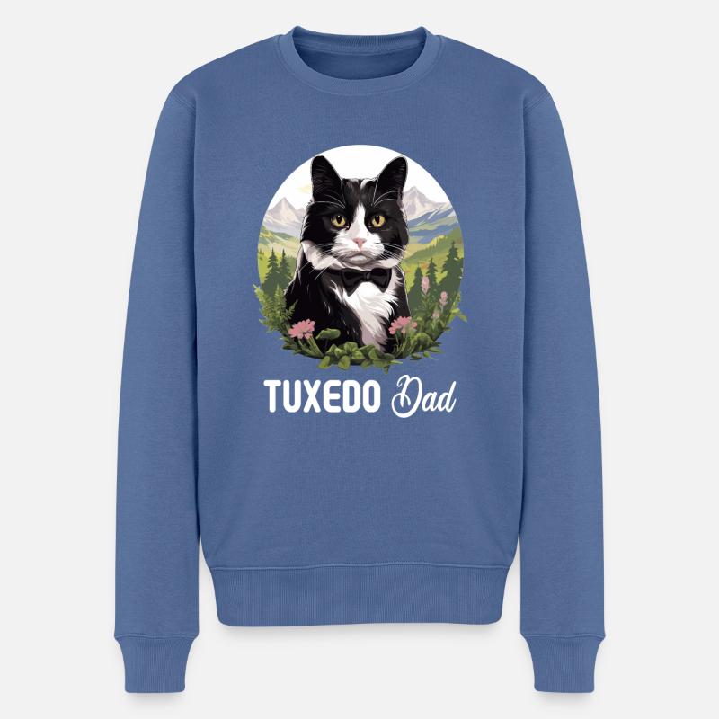 Tuxedo Chaton Tuxedo Cat - Pull Premium bio Homme - bleu pigeon