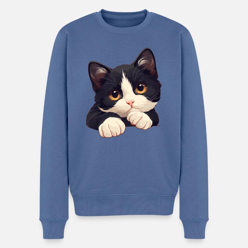 Tuxedo Kätzchen Tuxedo Katze - Männer Premium Bio Pullover - Taubenblau
