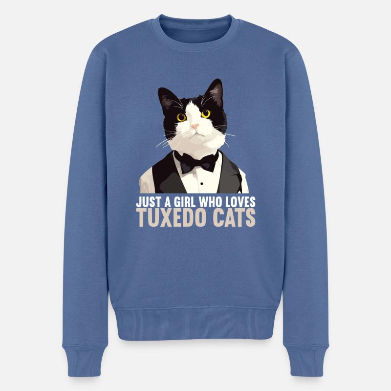 Tuxedo Chaton Tuxedo Cat - Pull Premium bio Homme - bleu pigeon