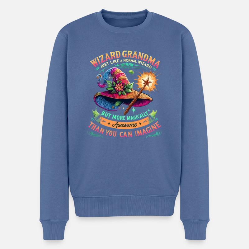 Zauberer-Oma Enkelkind Großmutter - Männer Premium Bio Pullover - Taubenblau