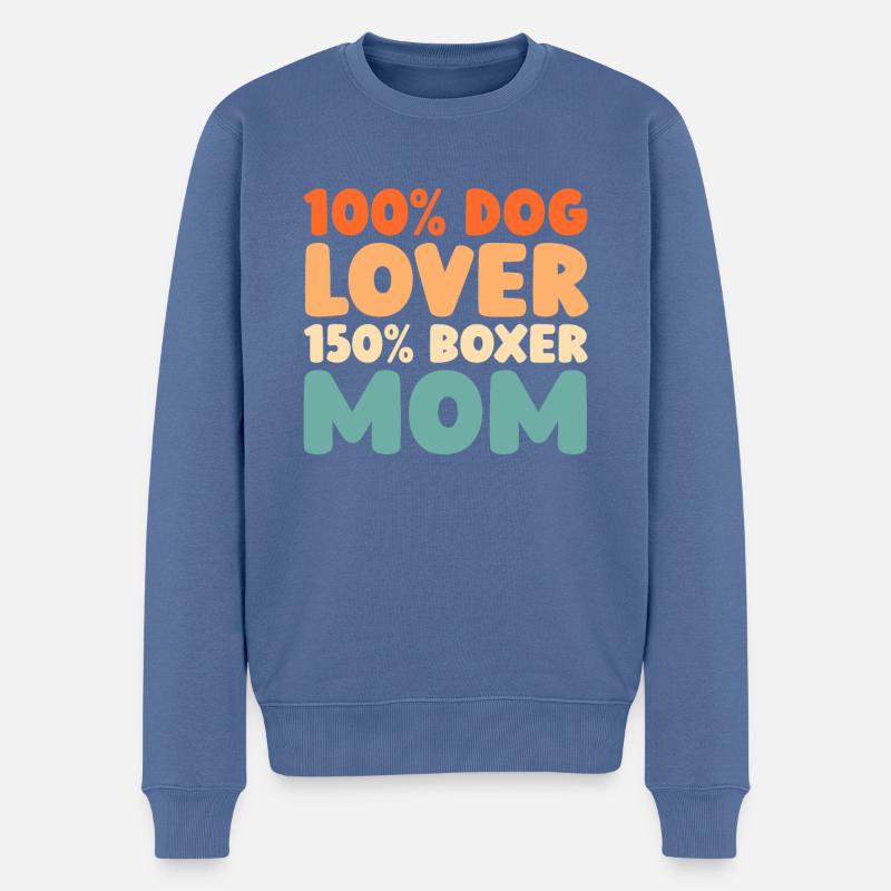 Boxer Chien Boxer Allemand - Pull Premium bio Homme - bleu pigeon