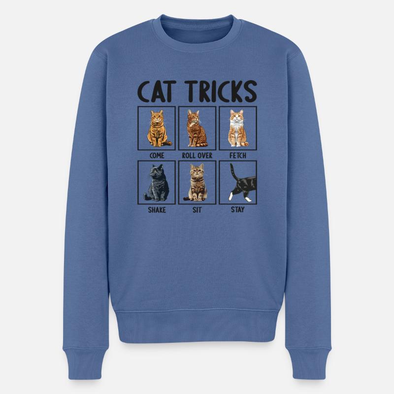Chat Chats Astuces Chats Drôles - Pull Premium bio Homme - bleu pigeon
