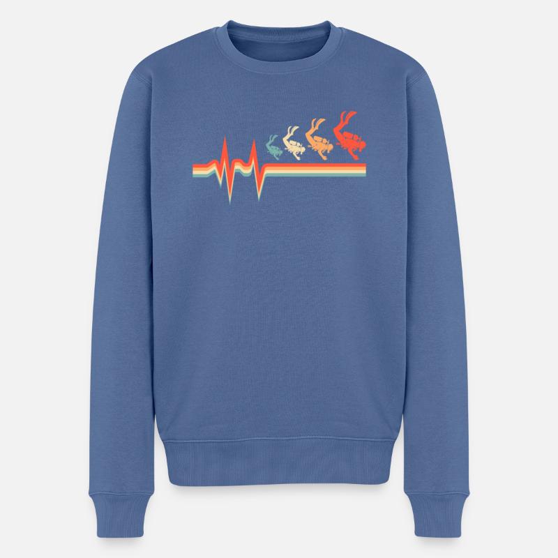 Schnorcheln Ekg Heartbeat - Männer Premium Bio Pullover - Taubenblau