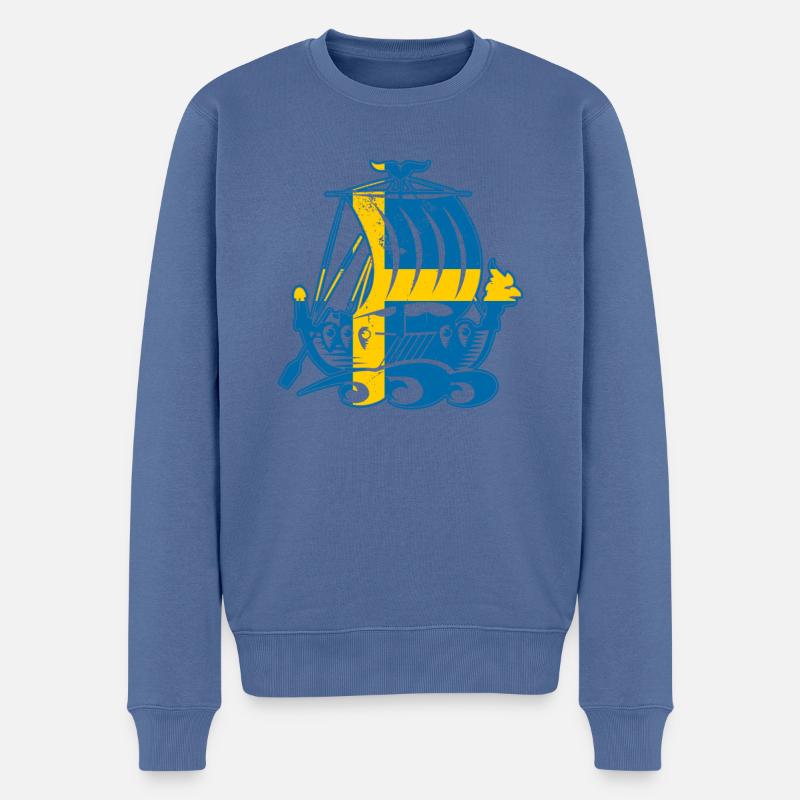 Schweden Skandinavien Sverige Wikinger Volk - Männer Premium Bio Pullover - Taubenblau