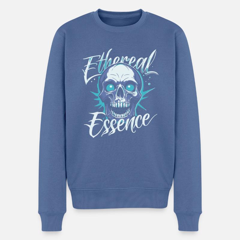 ÄTHERISCHE ESSENZ - Männer Premium Bio Pullover - Taubenblau