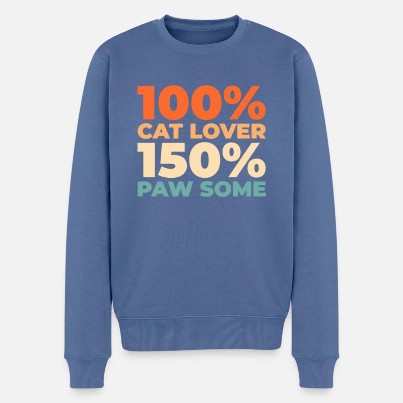 Chat - Pull Premium bio Homme - bleu pigeon