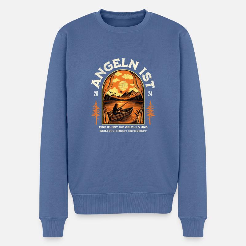 Angel - T-shirt - Männer Premium Bio Pullover - Taubenblau