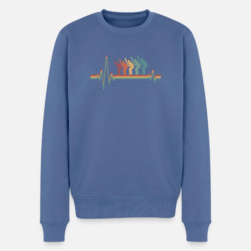 Cricket Ekg Heartbeat - Männer Premium Bio Pullover - Taubenblau