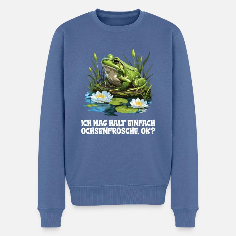 Grenouilles-taureaux Grenouille-taureau - Pull Premium bio Homme - bleu pigeon
