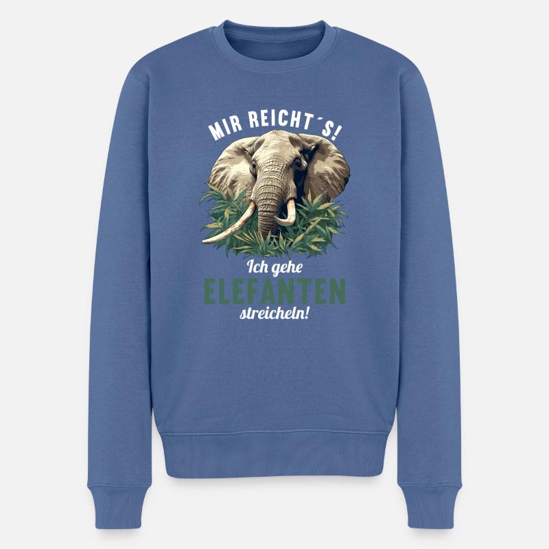 Elefanten Elefant - Männer Premium Bio Pullover - Taubenblau