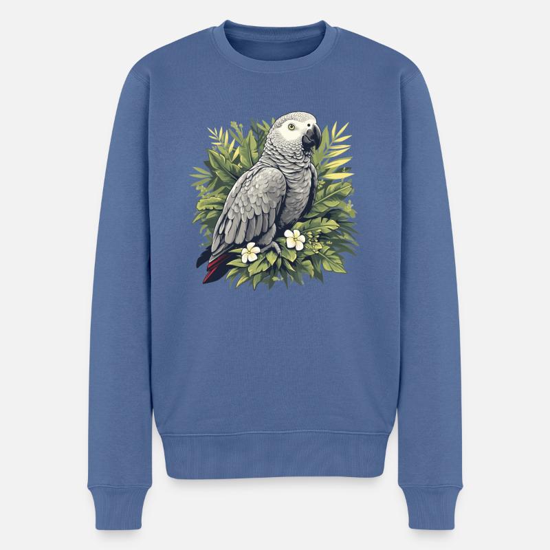Perroquets gris d’Afrique - Pull Premium bio Homme - bleu pigeon