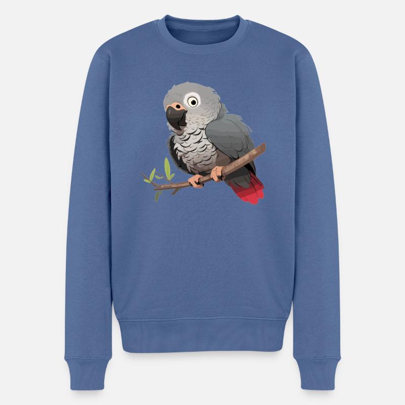 Perroquets gris d’Afrique - Pull Premium bio Homme - bleu pigeon