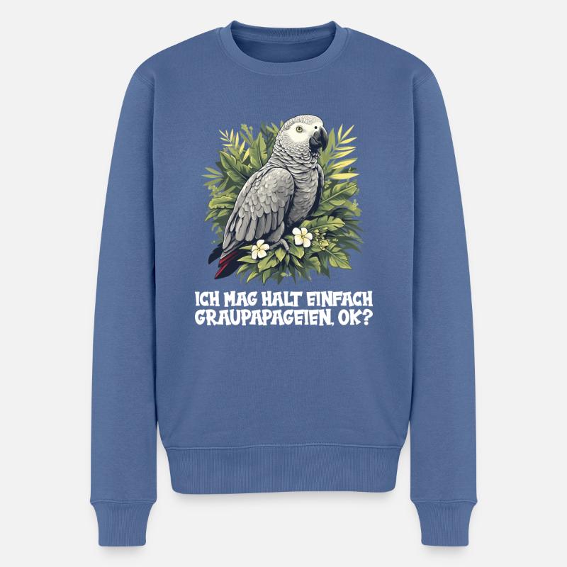 Perroquets gris d’Afrique - Pull Premium bio Homme - bleu pigeon