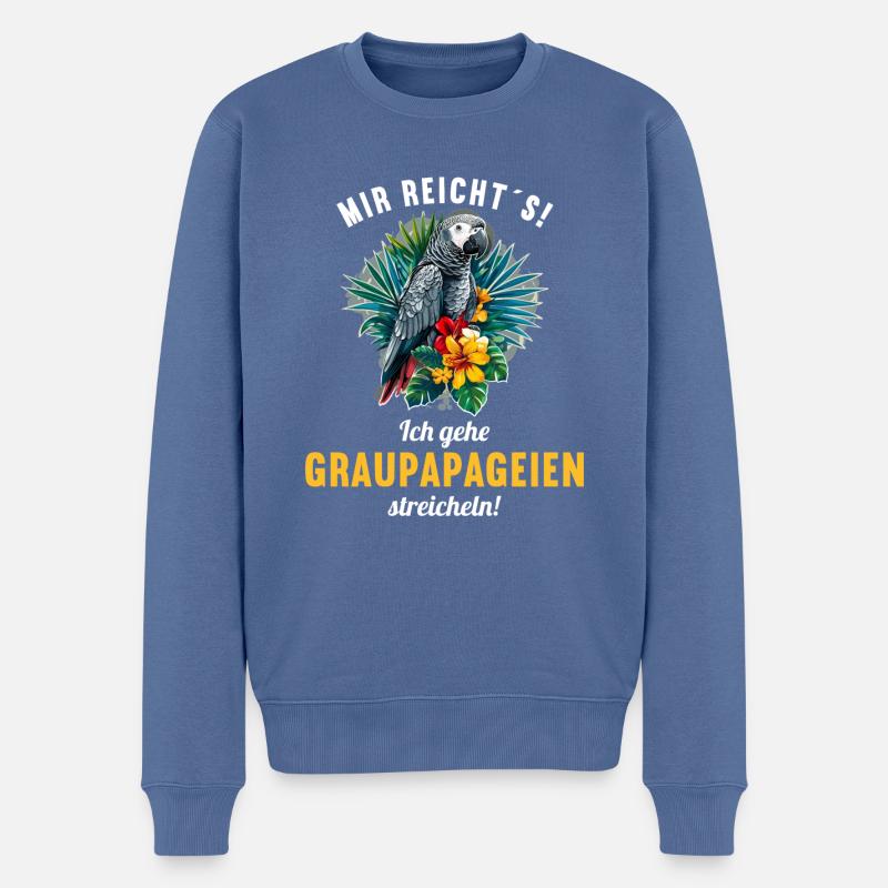 Perroquets gris d’Afrique - Pull Premium bio Homme - bleu pigeon