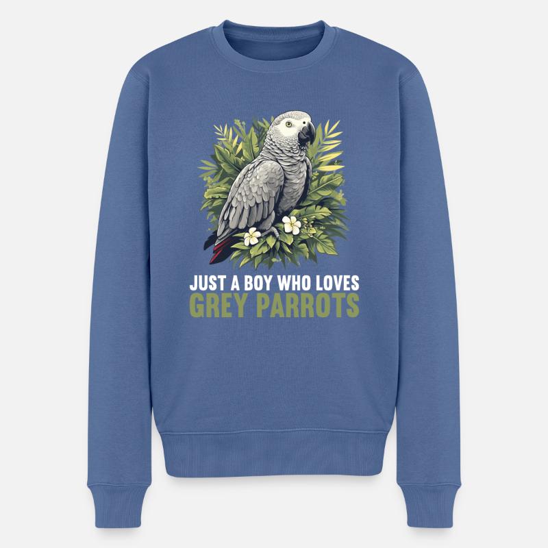 Perroquets gris d’Afrique - Pull Premium bio Homme - bleu pigeon